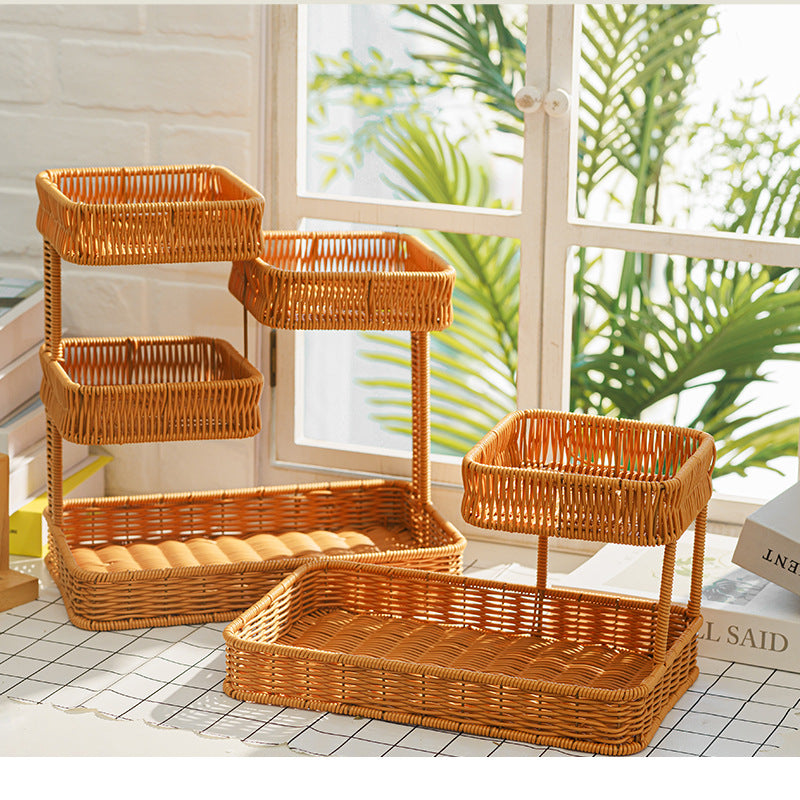Multi-Tiered Wicker Organization Tray Bowlift