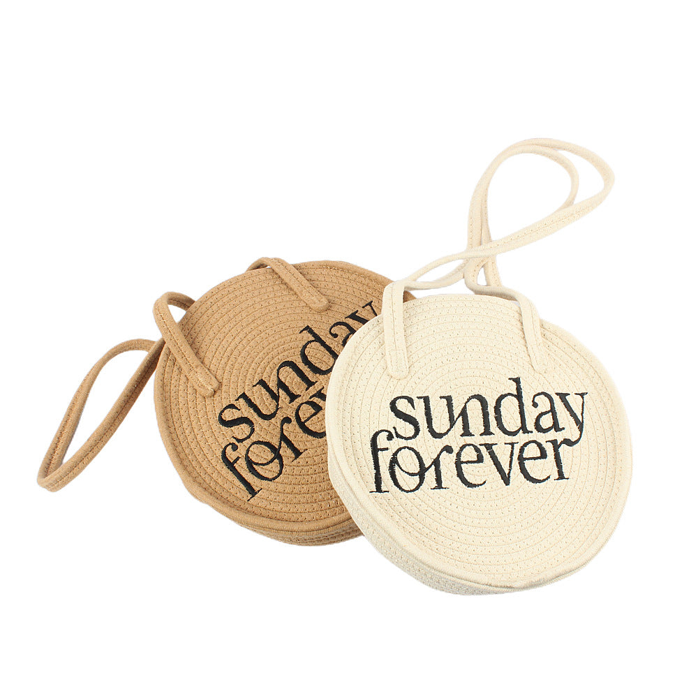 Round tote bag with stylish lettering Bowlift