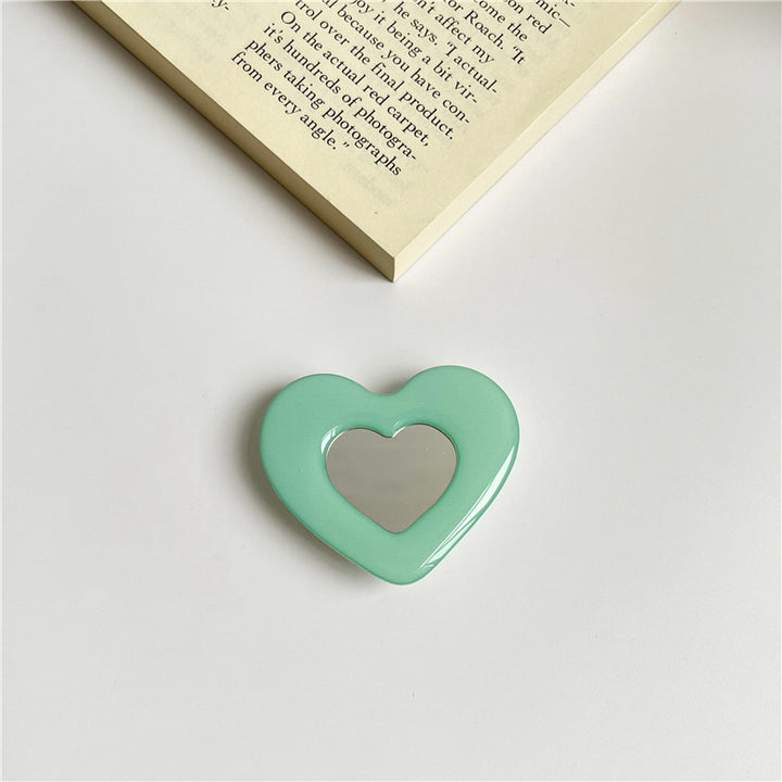 Portable Flower-Shaped Compact Mirror With Acrylic Checkered Frame
