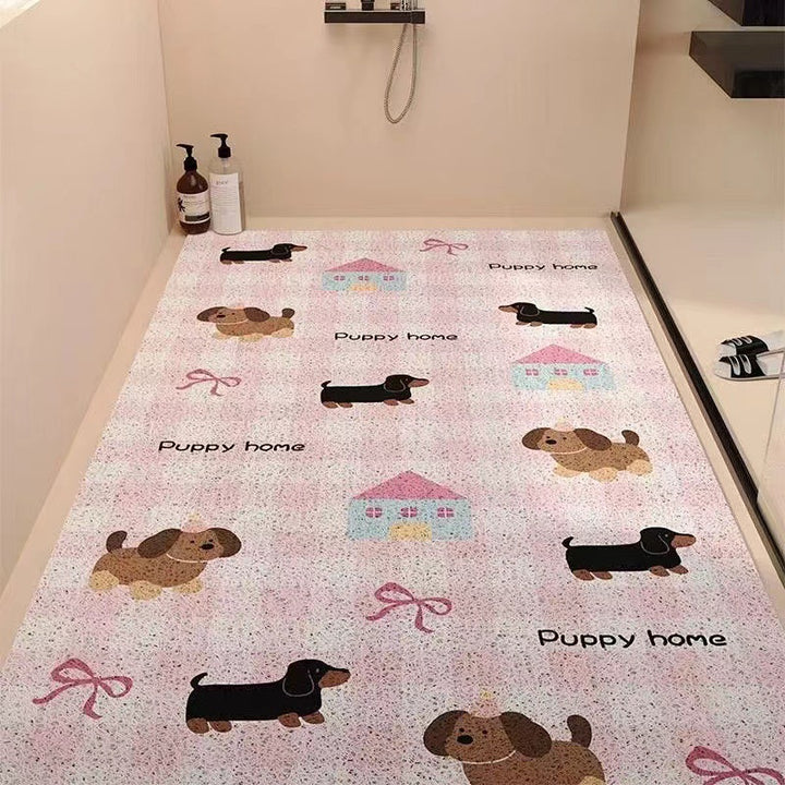 Playful Puppy-Themed Non-Slip Bathroom Mat Bowlift