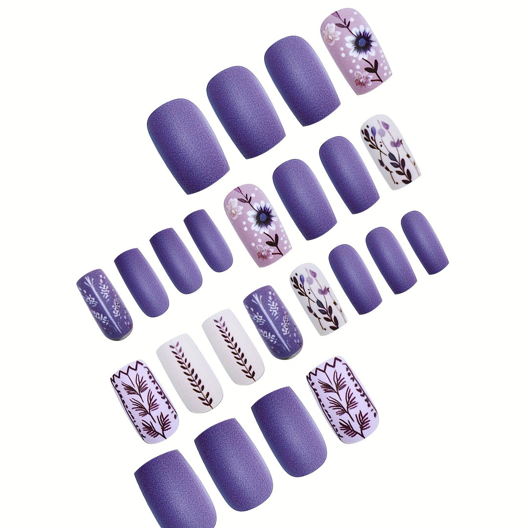 Artistic Floral Press-On Nail Art Set Bowlift
