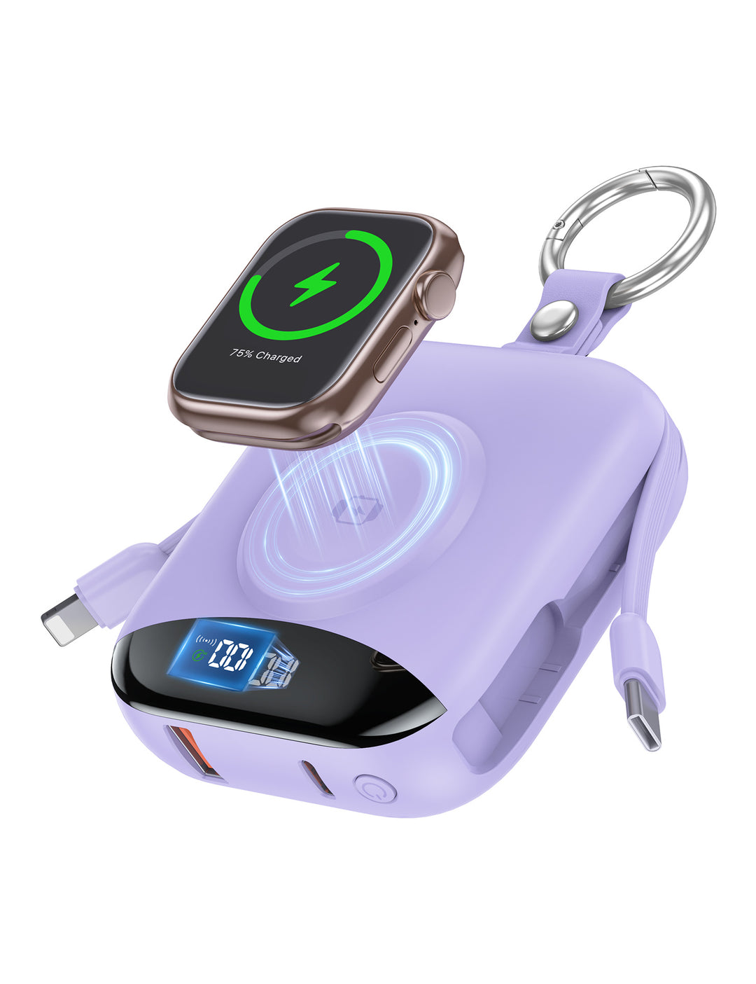 Portable inductive charger with integrated battery and LCD display Bowlift