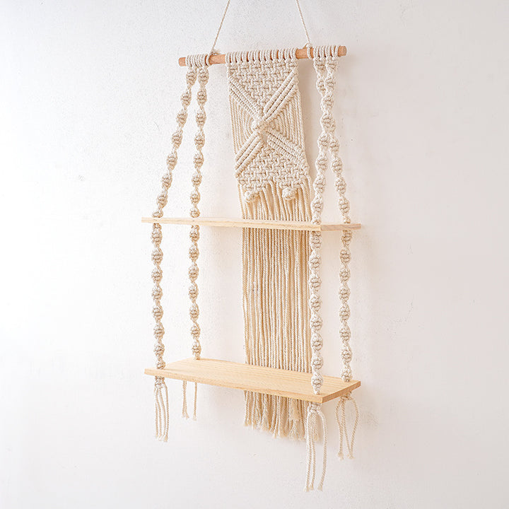 Macramé Wall Shelf with Multi-Tiered Design Bowlift