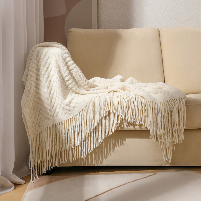 Cozy Knit Fringe Blanket Bowlift