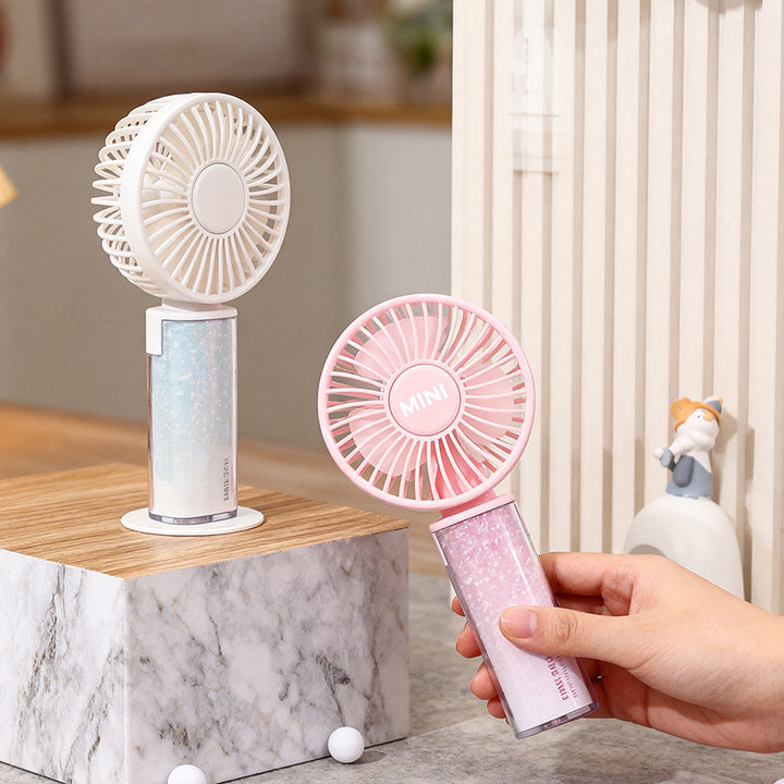 Unisex nan compact rechargeable handheld fan with foldable stand function and quiet motor Bowlift