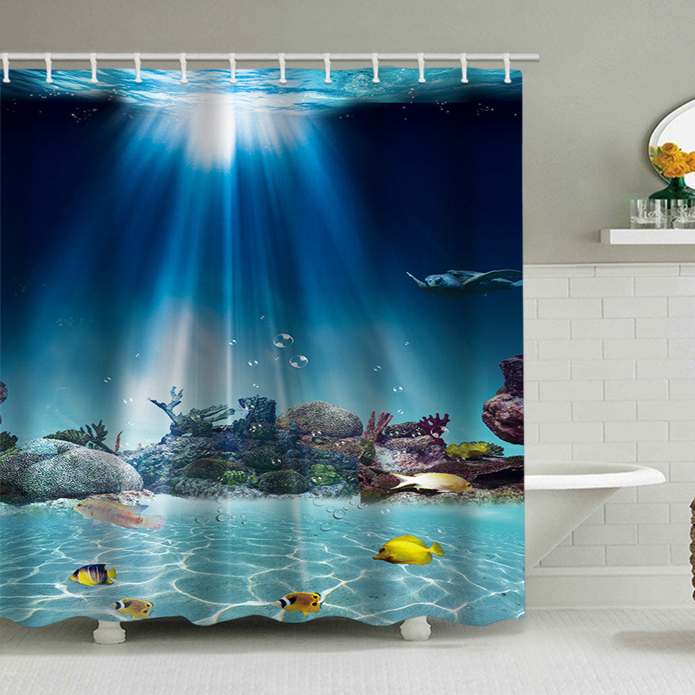 Coastal Pattern Shower Curtain Bowlift