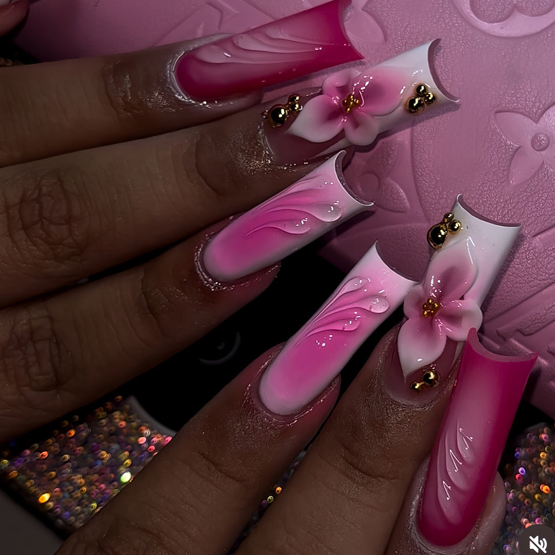 Floral 3D Nail Art Extensions Bowlift