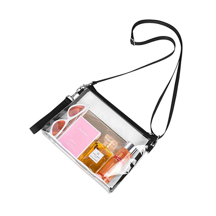 Transparent Shoulder Bag with Practical Zipper Bowlift