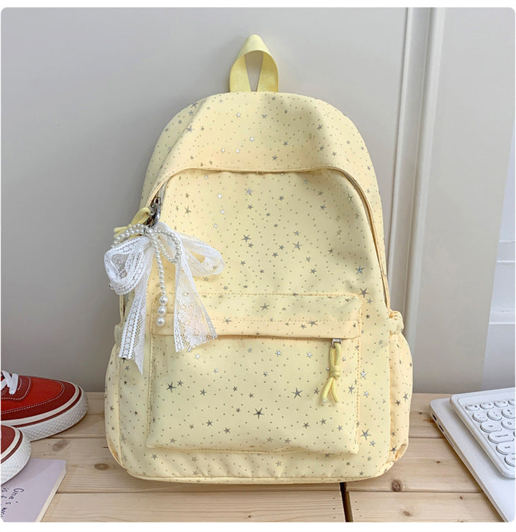 Stylish Star-Print Casual School Backpack Bowlift