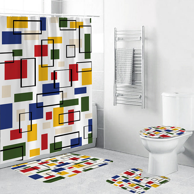 Geometric Pattern Bathroom Accessory Set Bowlift