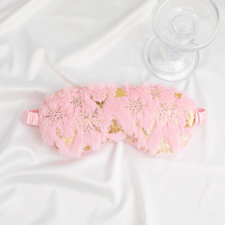Unisex soft eye mask made of faux fur with festive motif embossing Bowlift