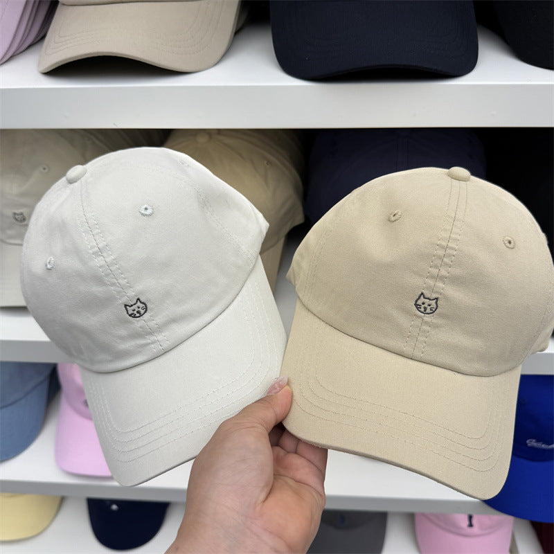 Women's Cat-Embroidered Cotton Baseball Cap Bowlift