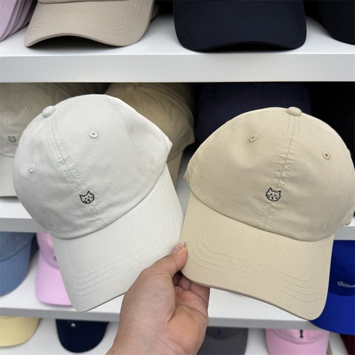 Women's Cat-Embroidered Cotton Baseball Cap Bowlift