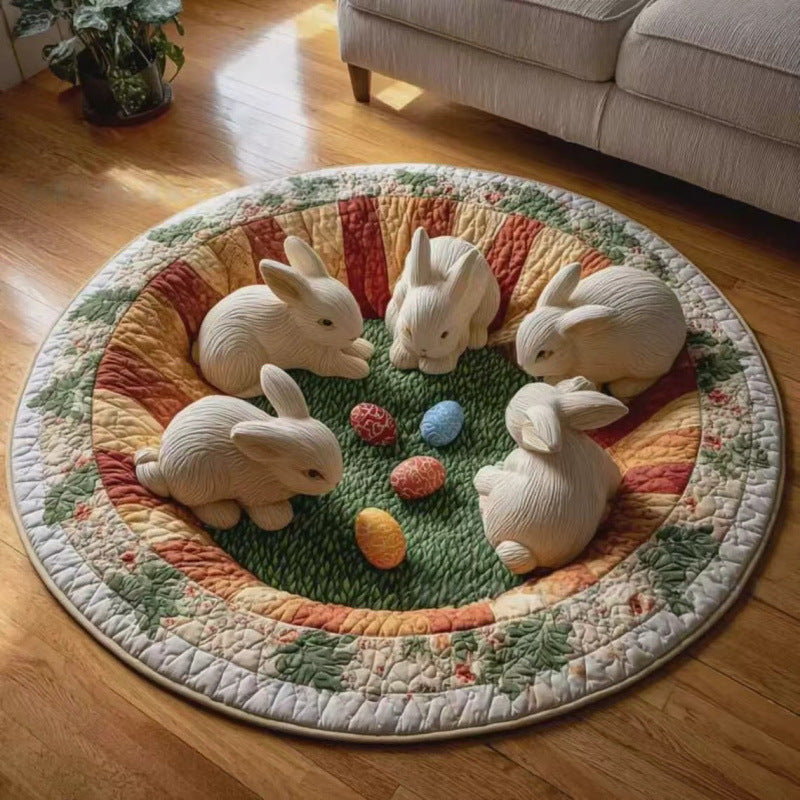 Round Decorative Garden Scene Area Rug