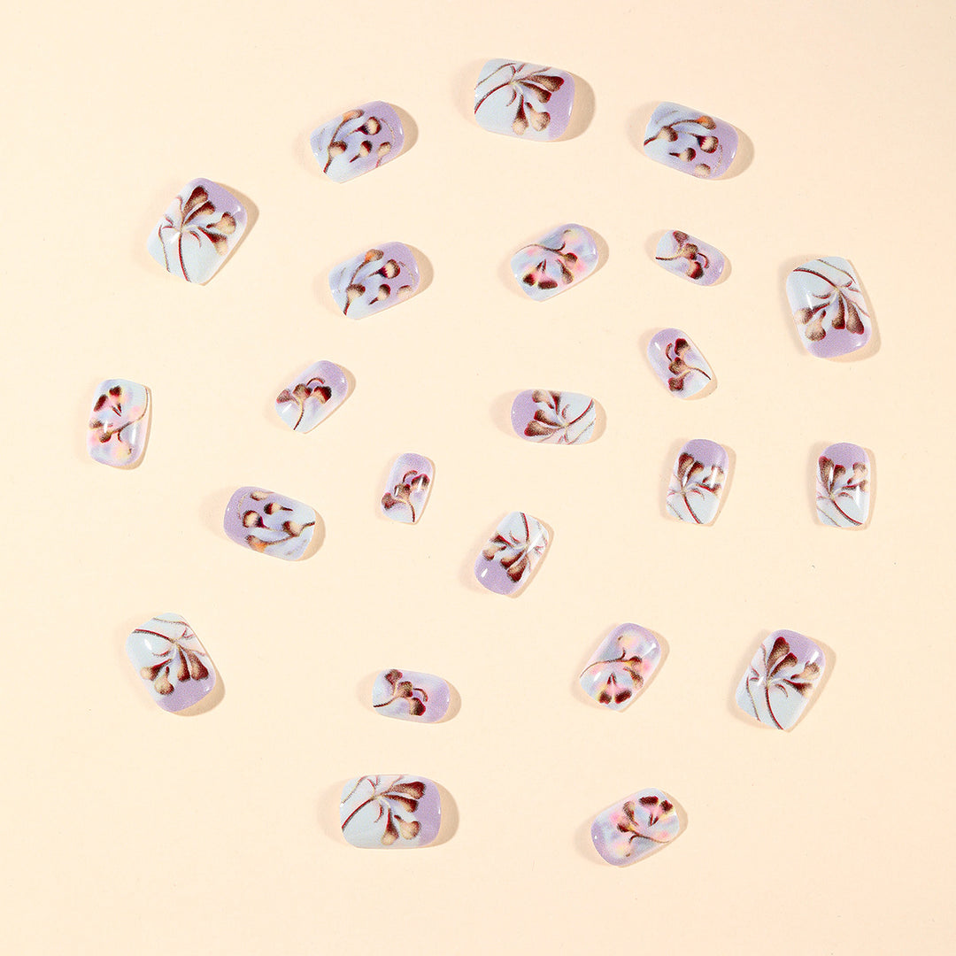 Elegant Floral Gel Nail Art Extensions Bowlift