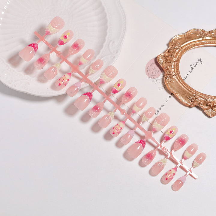 Elegant Floral-Themed Press-On Nail Set Bowlift