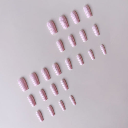 Artificial nail set with elegant 3D decorative lines and glitter accents Bowlift