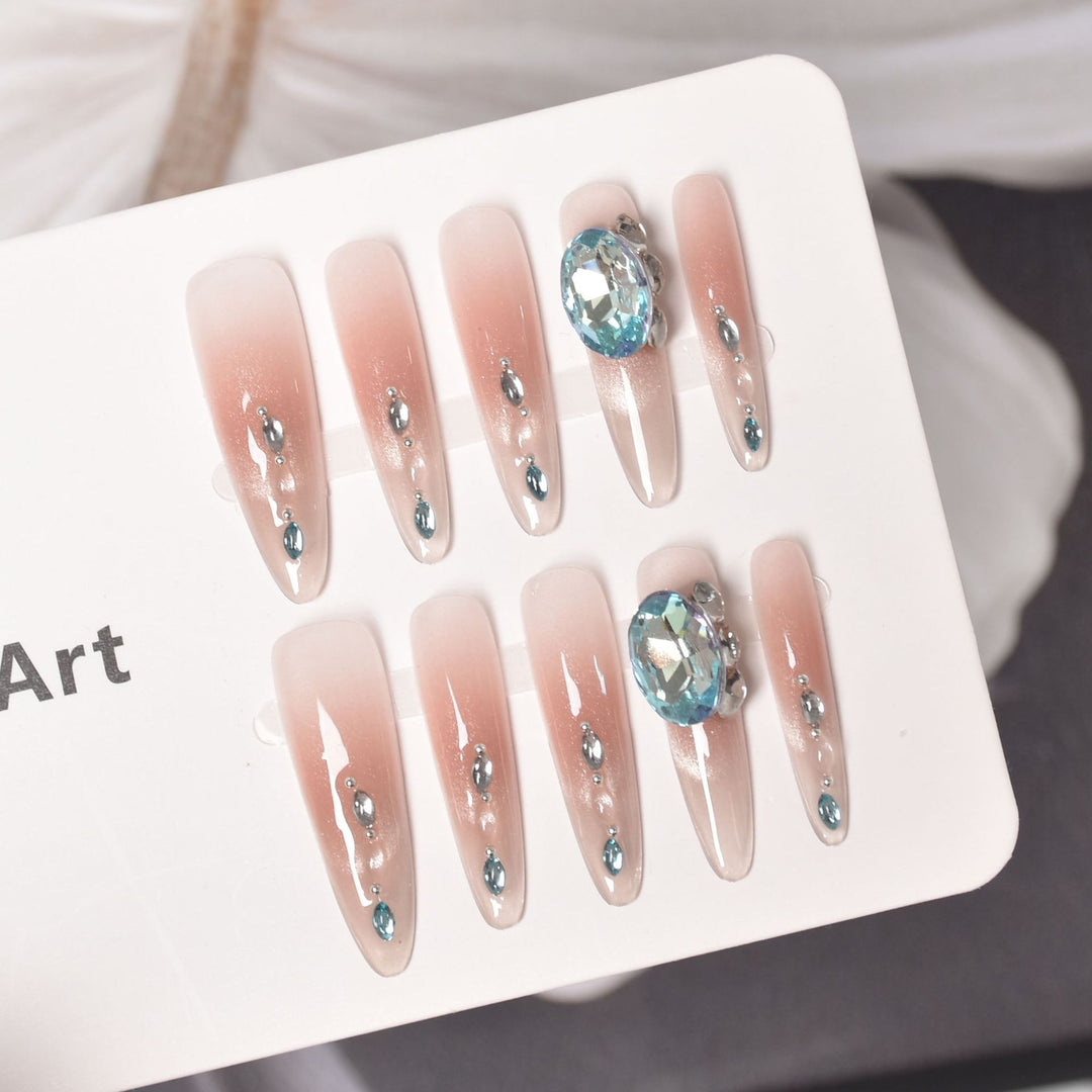Crystal-Embellished Elegant Press-On Nails Bowlift
