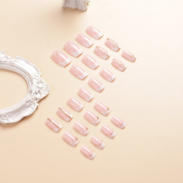 Elegant French Tip Press-On Nail Art Set Bowlift