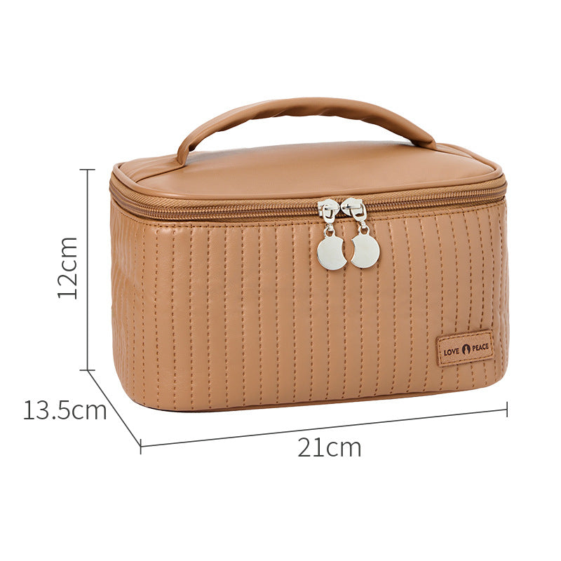 Elegant Quilted Makeup Storage Case Bowlift