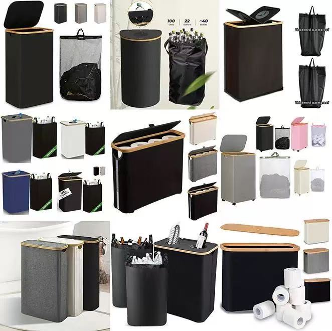 Multifunctional laundry storage box with bamboo lid Bowlift