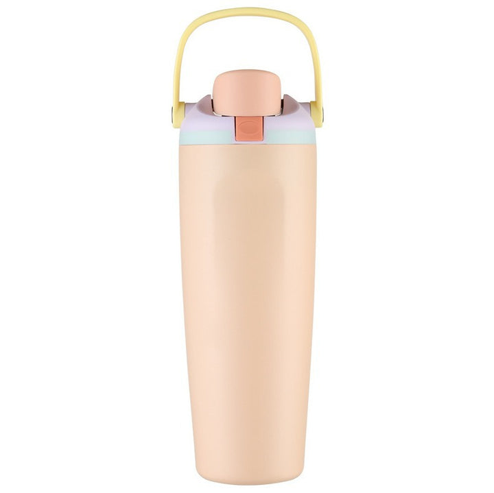 Unisex double-walled vacuum drinking bottle made of stainless steel with one-handed click closure and carrying handle Bowlift