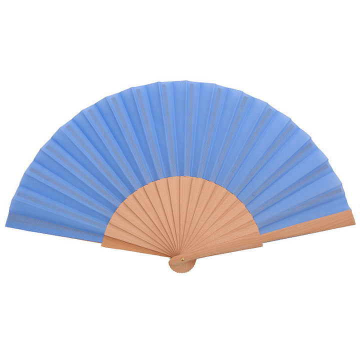 Ladies elegant hand fan made of lightweight fabric with artistic pleat pattern Bowlift