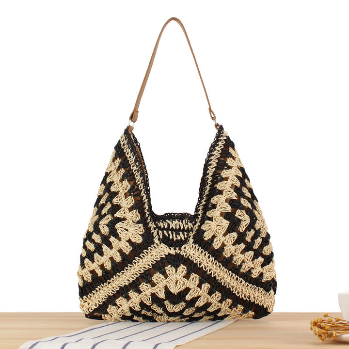 Shoulder bag with hand-knotted pattern and leather accents Bowlift