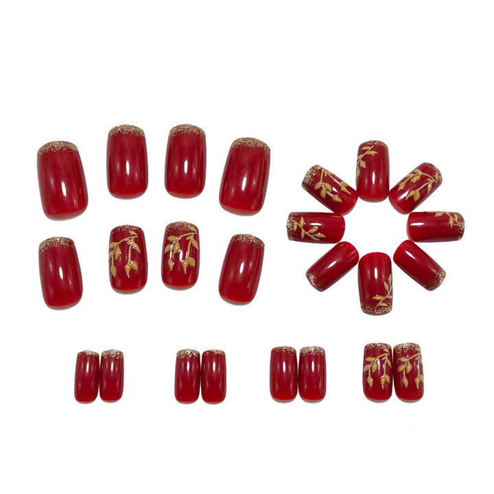Artificial nails with elegant leaf designs Bowlift