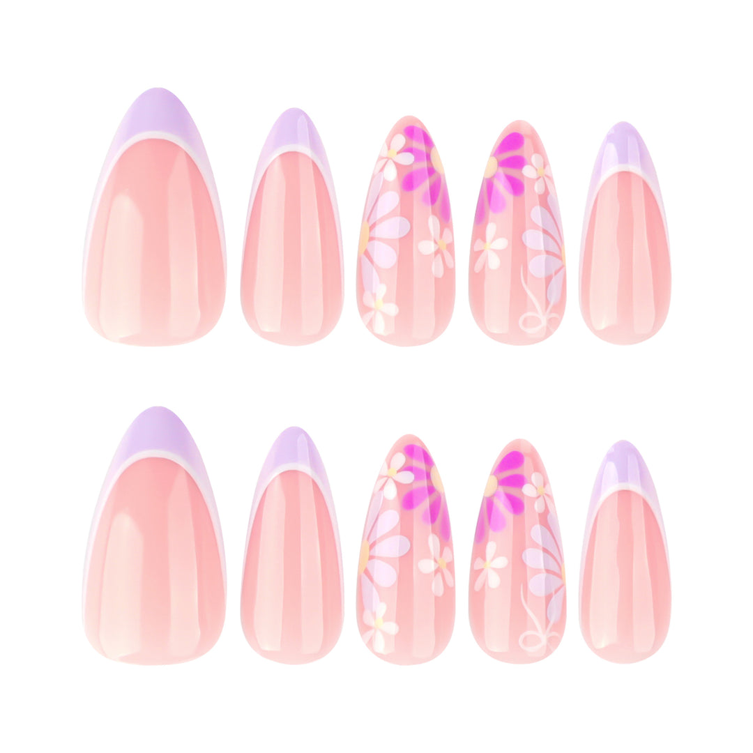 Artful nail extensions with floral accents and shine Bowlift
