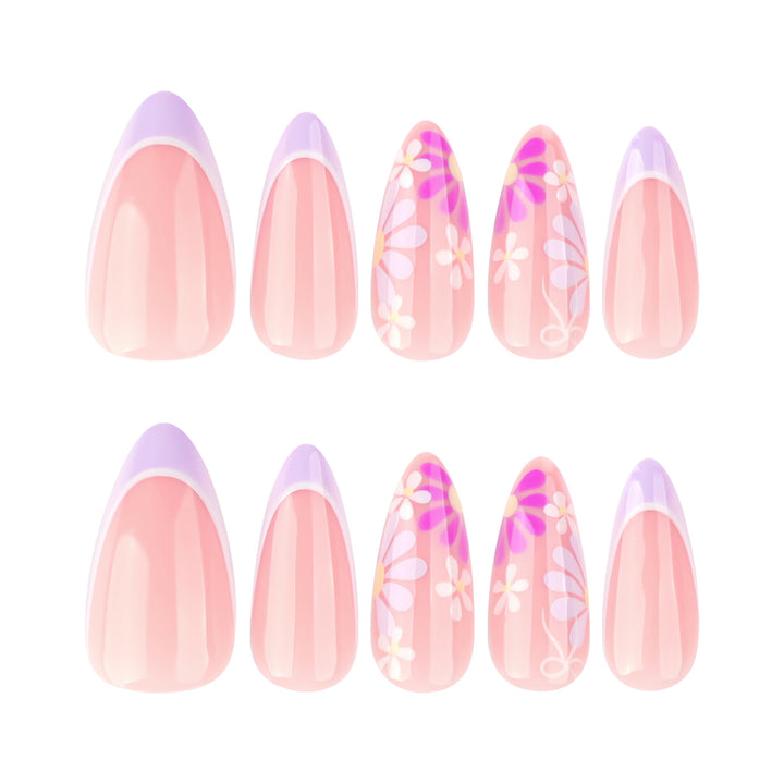 Artful nail extensions with floral accents and shine Bowlift