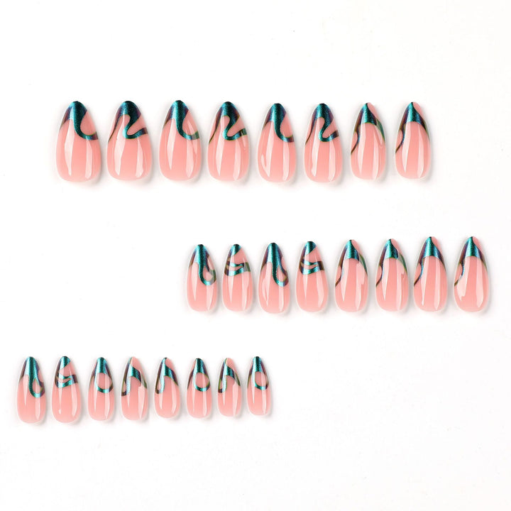 Elegant nail art with stylish green accents and high gloss finish Bowlift