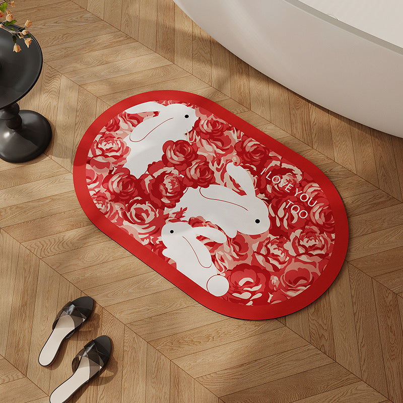 Heart-Shaped Floral Bath Mat Bowlift