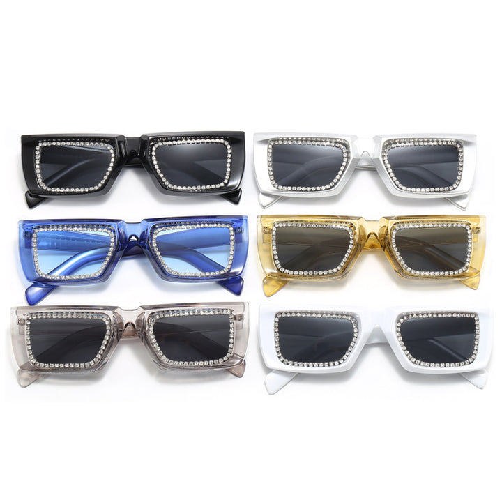 Women extravagant square sunglasses with glittering frame Bowlift