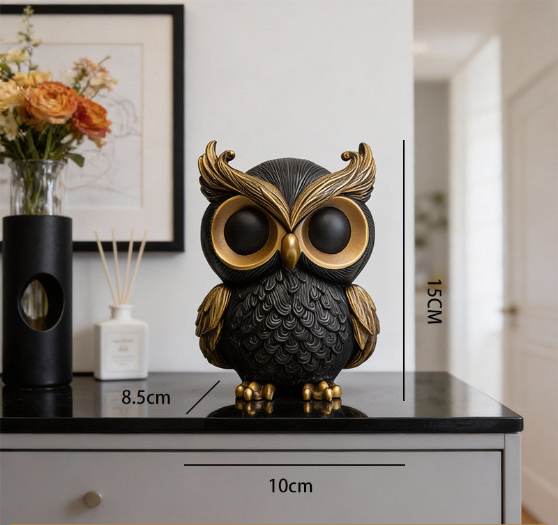 Ornamental Resin Owl Sculpture Decorative Tabletop Figurine Bowlift