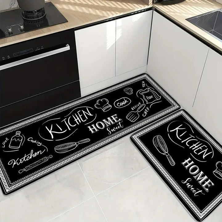 Anti-Fatigue Memory Foam Kitchen Runner and Square Mat Set with Non-Slip Backing Bowlift