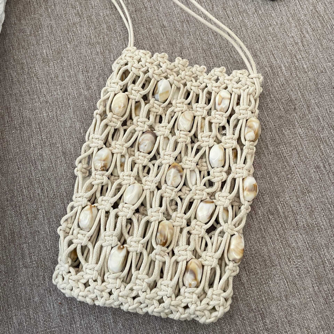 Hand-knotted shoulder bag with shells Bowlift