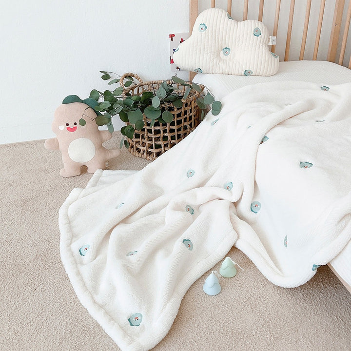 Soft Floral Embroidered Throw Blanket