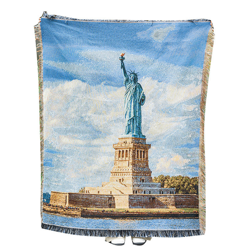 Scenic Statue of Liberty Throw Blanket