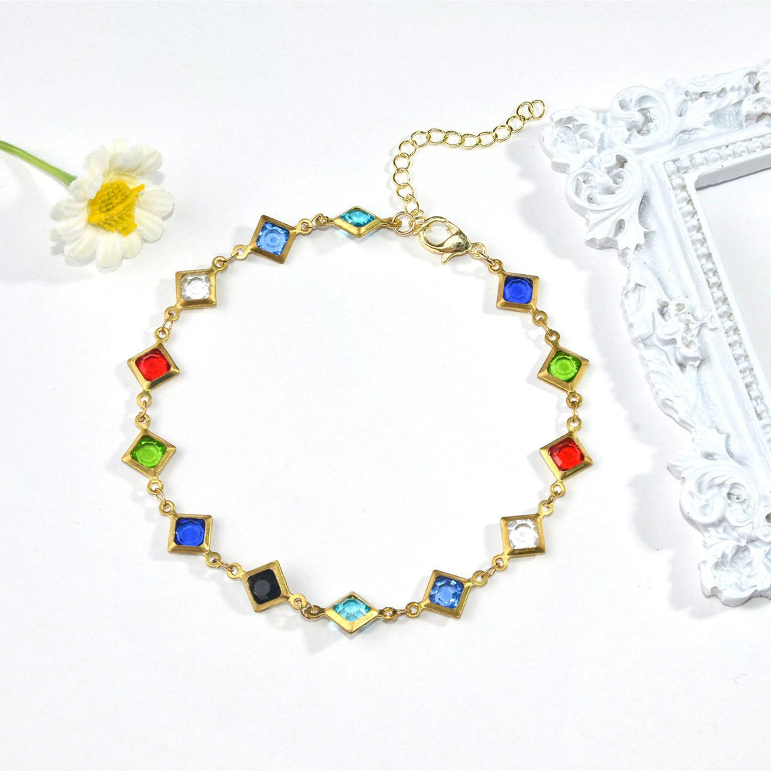 Colorful Gemstone Chain Bracelet Bowlift 1788164354