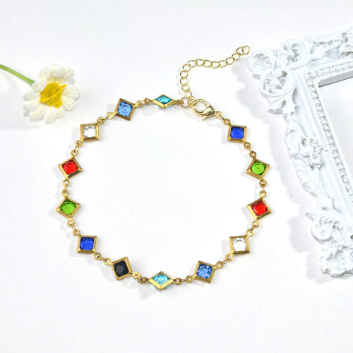 Colorful Gemstone Chain Bracelet Bowlift 1788164354