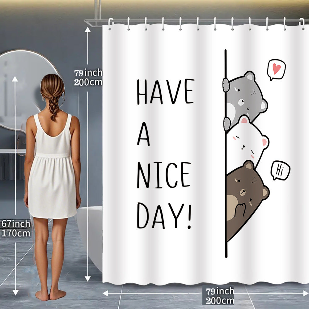 Playful Bear-Themed Shower Curtain Bowlift