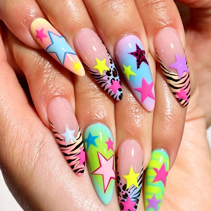 Creative Star-Decorated Stiletto Nail Art Extensions Bowlift