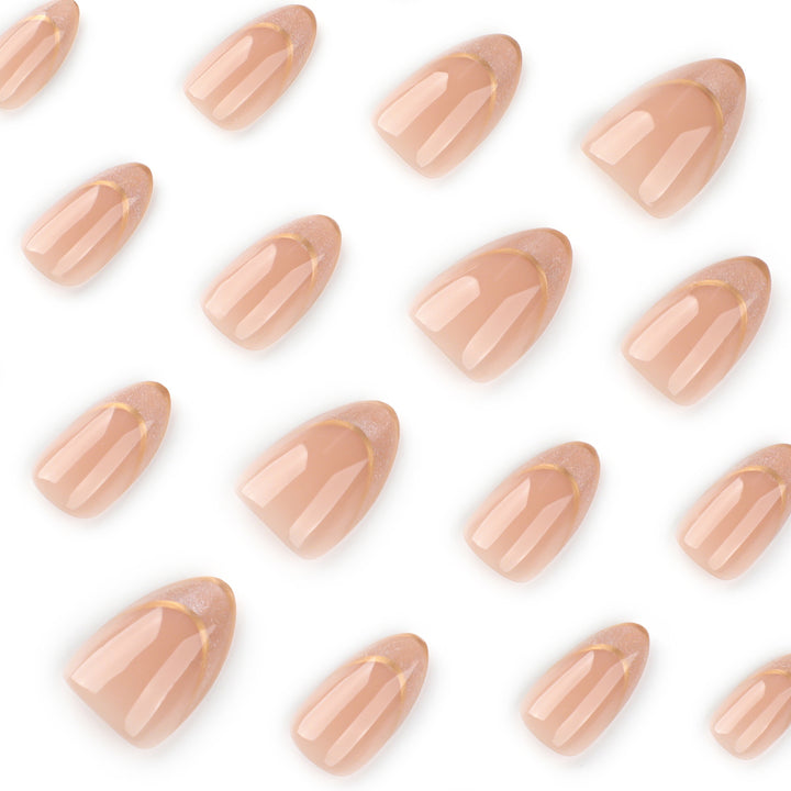 Elegant Gel Nails with Glitter and French Tip Decoration Bowlift
