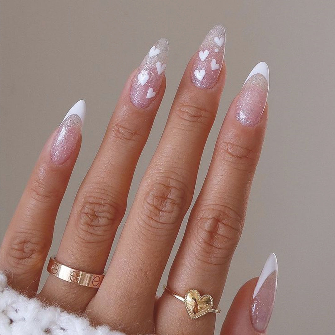 Heart-Embellished Press-On Nail Extensions Bowlift