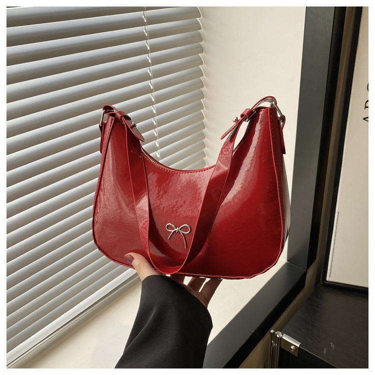 Premium Glossy Faux Leather Hobo Bag Bowlift