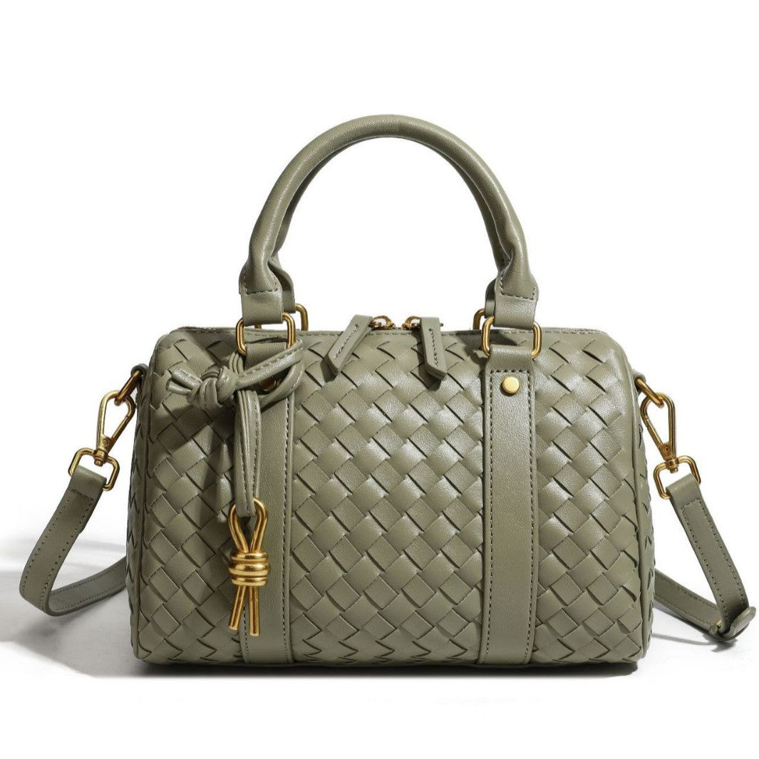 Woven Leather Handbag Bowlift