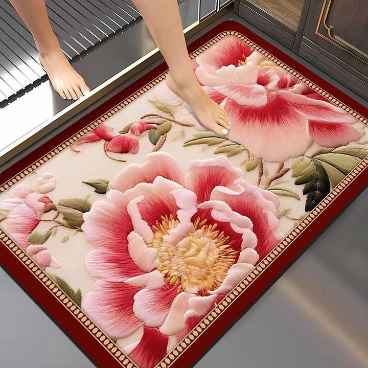 Artistic Floral Bath Mat Bowlift