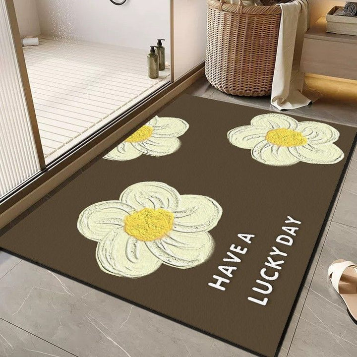 Cheerful Floral Message Bath Mat Bowlift