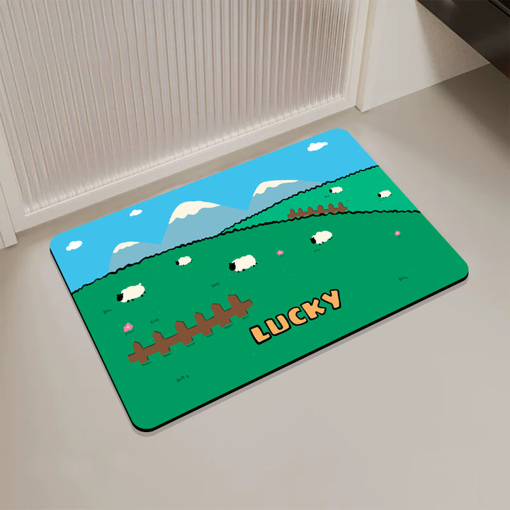 Playful Cartoon-Themed Door Mat Bowlift